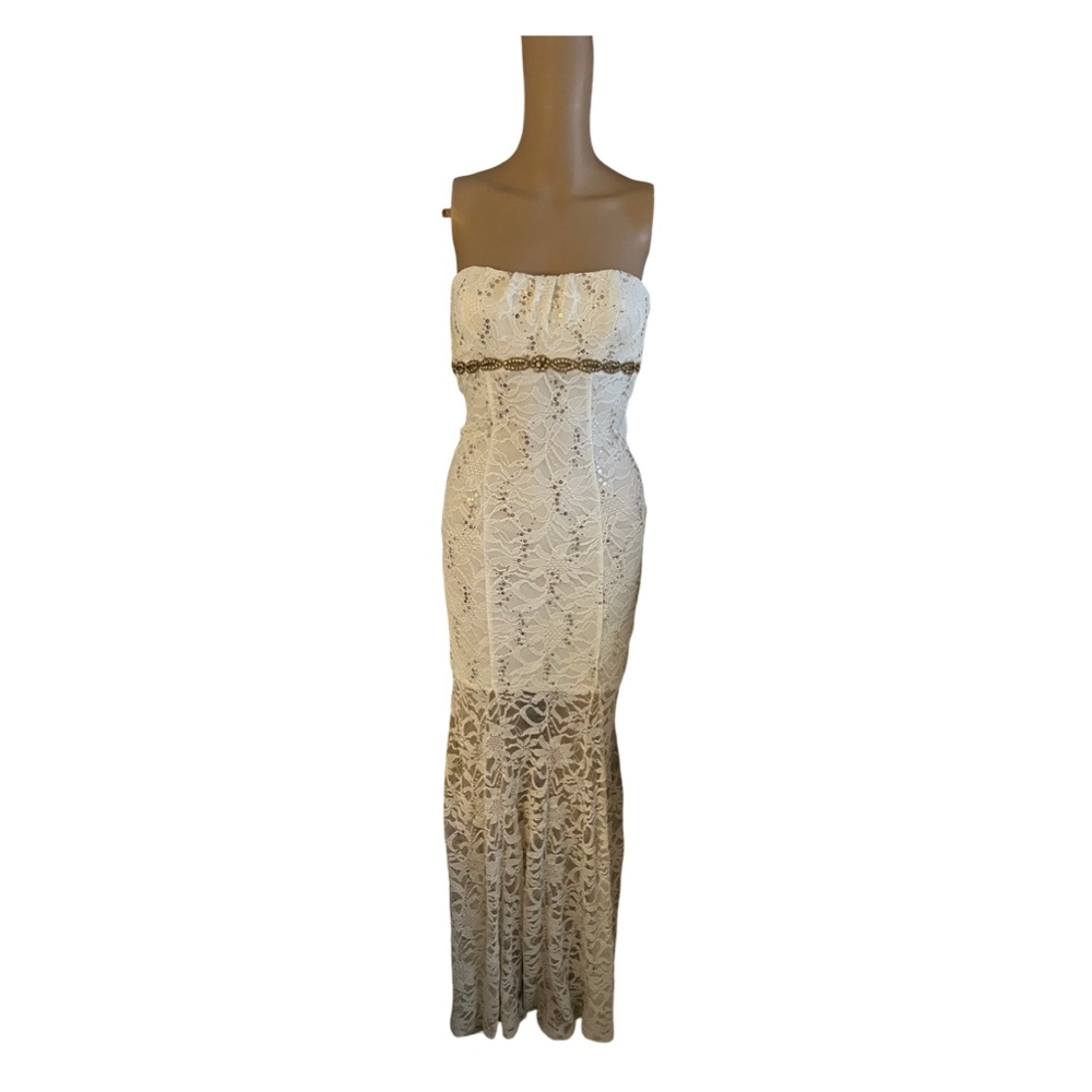 MyMichelle Strapless Formal Lace Long Dress Sixe XS